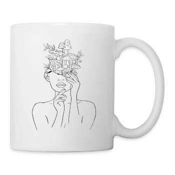 Cottagecore Aesthetic Line Art Mushroom Face - Mug - white - Right