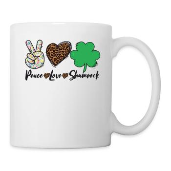 Peace Love Shamrock Leopard Print Patricks Day - Mug - white - Right