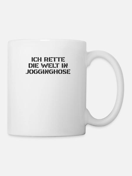 Rehasport - Ich rette die Welt in Jogginghose - Tasse - Weiß