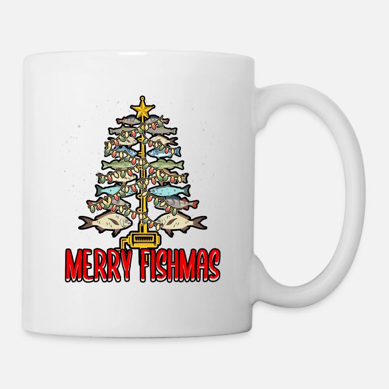 Funny Merry Fishmas Tree Fishermen Fish Lover - Tasse - Weiß