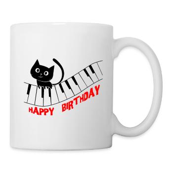 Piano Chat Piano I Drôles d’Animaux | Musique Happy - Mug blanc - blanc - Droite