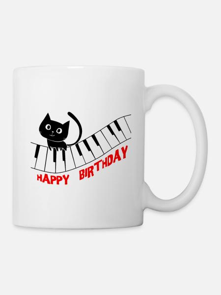 Piano Katze Klavier I lustige Tiere | Musik Happy - Tasse - Weiß
