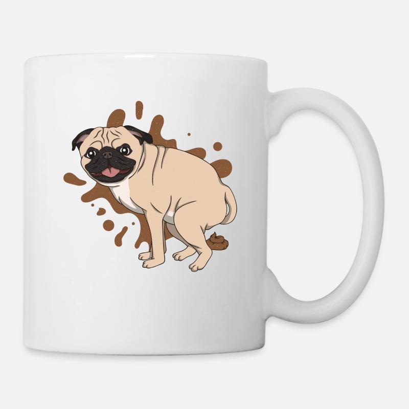 Mops kackt Kackhaufen - Tasse - Weiß