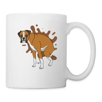 German boxer poops poop pile - Mug - white - Right