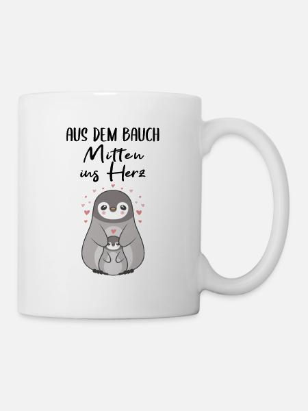 Aus dem Bauch mitten ins Herz Geschenk Geburt - Tasse - Weiß