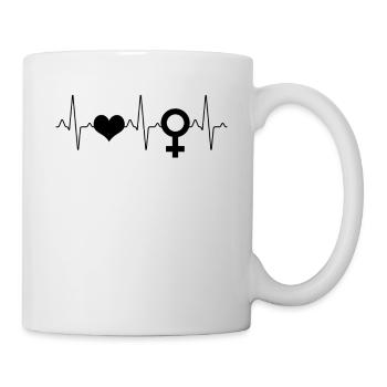 Woman's symbol heartbeat - Mug - white - Right