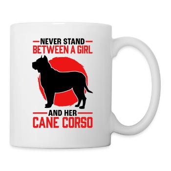 Girl with Cane Corso Italiano Great Dane - Mug - white - Right