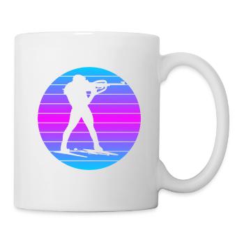 Skifahrer Vintage Wintersport Biathlon Retro Ski - Tasse - Weiß - Rechts