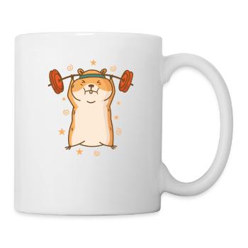 Hamster macht Kraftsport und Fitness - Tasse - Weiß - Rechts