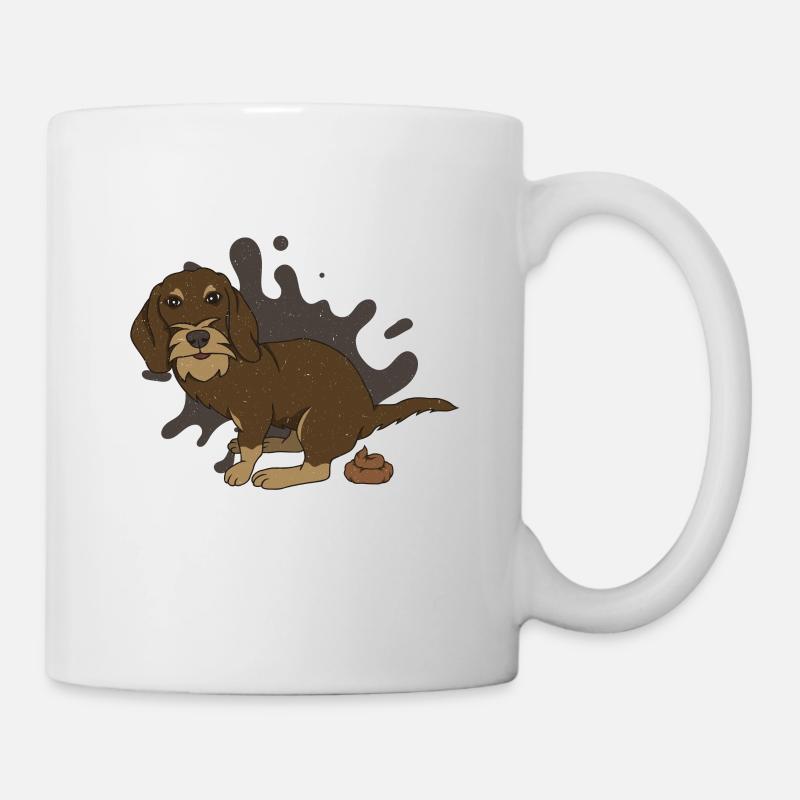 Rauhaardackel kackt Kackhaufen - Tasse - Weiß