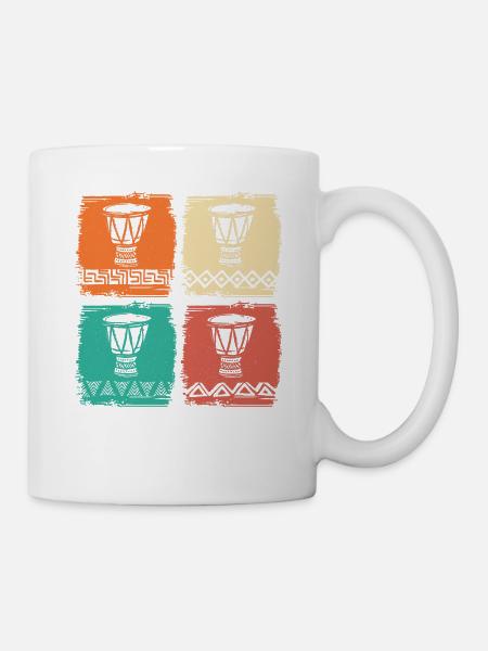 African Instrument Retro Djembe & Dunun - Mug - white