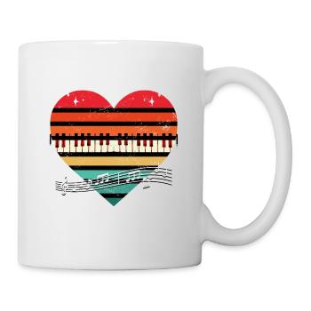 Vintage Piano Heart Silhouette Music Lover Pianist - Tasse - Weiß - Rechts