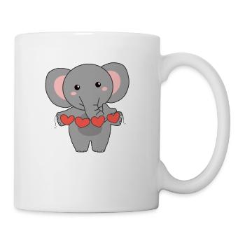 Éléphant pour la Saint-Valentin doux animaux avec des cœurs - Mug blanc - blanc - Droite