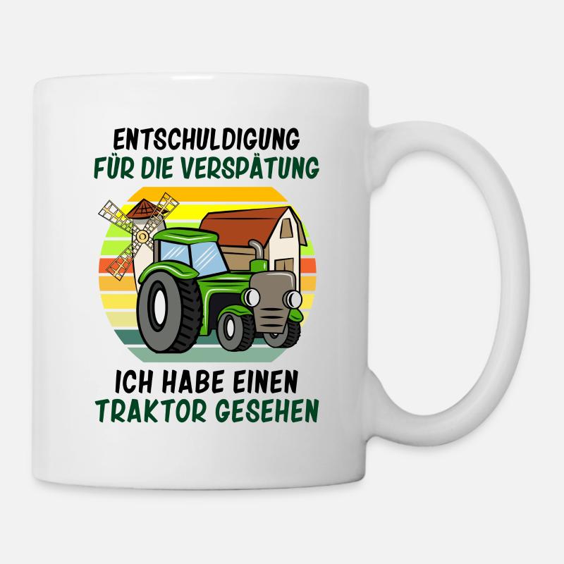 Entschuldigung das ich zu spät bin Traktor Kinder - Tasse - Weiß