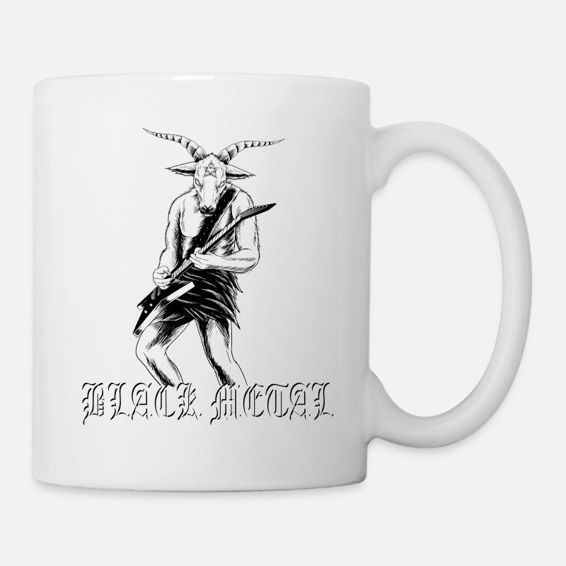 black metal, baphomet mit e gitarren, musiker, git - Tasse - Weiß