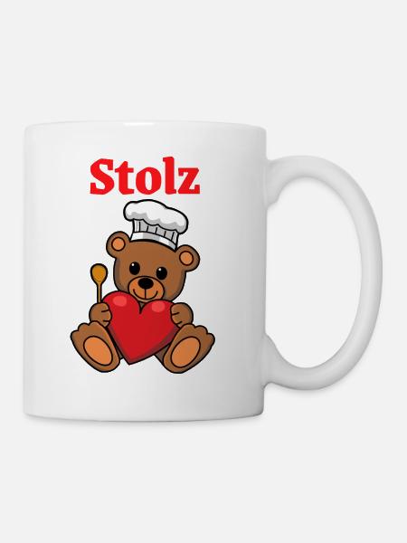 Teddy Koch Kochmütze Kochlöffel Kinder stolz - Tasse - Weiß