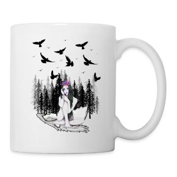 Fantasy Waldbewohner Natur Märchen nackte Vögel - Tasse - Weiß - Rechts