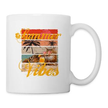 Summer Vibes coole Bengal Katze am Strand - Tasse - Weiß - Rechts