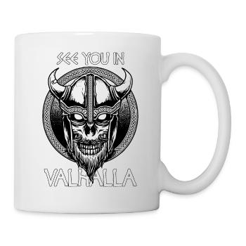 Wikinger Valhalla Spruch Totenkopf Geschenk - Tasse - Weiß - Rechts