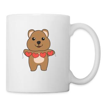 Quokka pour la Saint-Valentin doux animaux avec des cœurs - Mug blanc - blanc - Droite