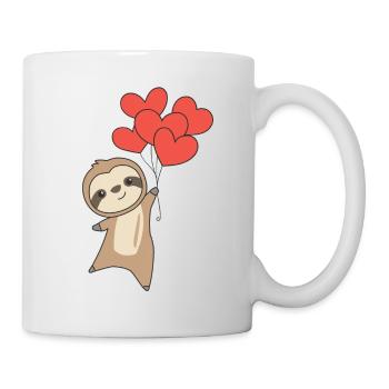 Faultier zum Valentinstag süße Tiere mit Herzen - Tasse - Weiß - Rechts