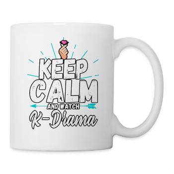 Funny Keep Calm And Watch K-drama Finger Heart - Tasse - Weiß - Rechts