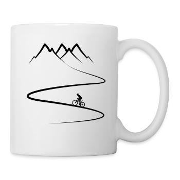 Mountainbike - Berge - Gebirge - Kurven - Tasse - Weiß - Rechts
