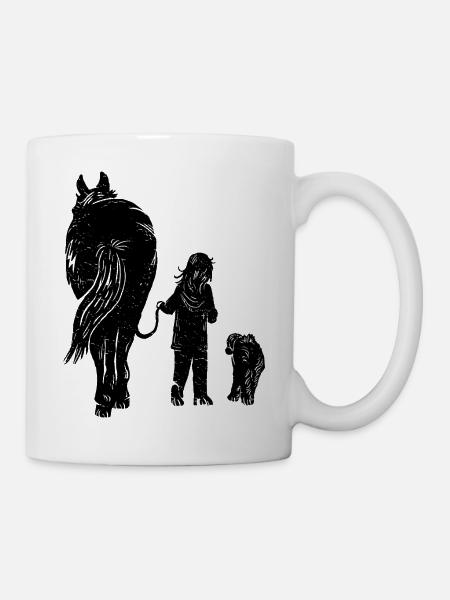 Pferd Hund Kind - Tasse - Weiß