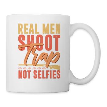 Real Men Shoot Not Selfies Clay Skeet Shooting - Tasse - Weiß - Rechts