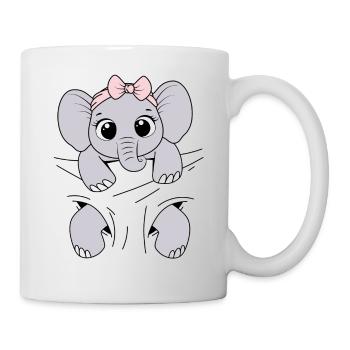 Babyelefant tragen Tier Elefantenbaby Baby Elefant - Tasse - Weiß - Rechts