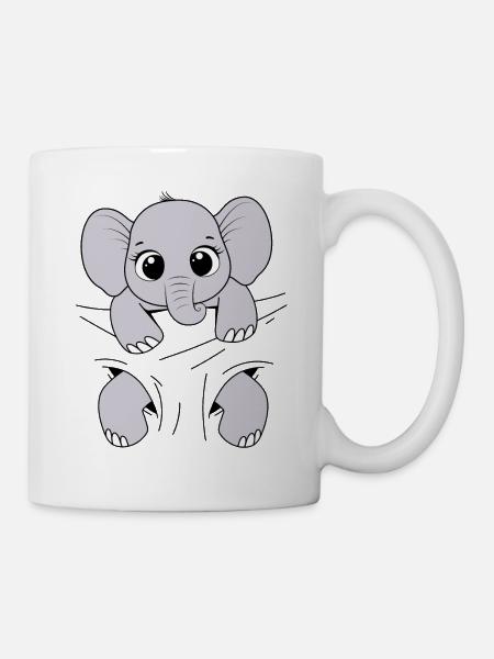 Bébé Éléphant Animal Drôle Porter Bébé Éléphant - Mug blanc - blanc