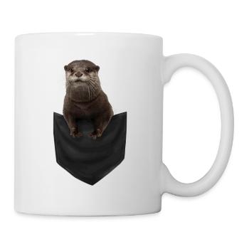 Mignon Otter Pocket peeking Pocket Cool Sea Mammal - Mug blanc - blanc - Droite