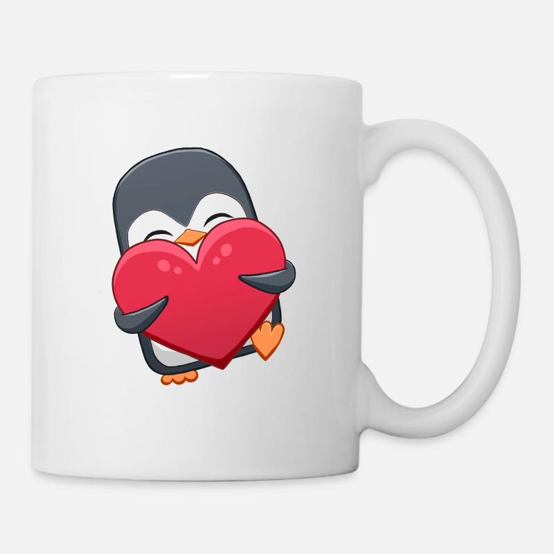 Pinguin mit Herz - Tasse - Weiß