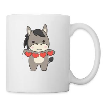 Ânes pour la Saint-Valentin doux animaux avec des cœurs - Mug blanc - blanc - Droite