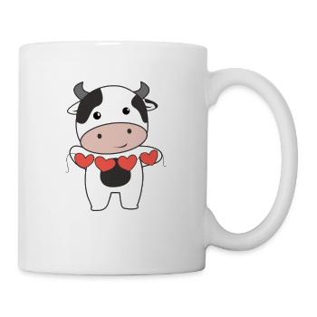 Vache pour la Saint-Valentin doux animaux avec des cœurs - Mug blanc - blanc - Droite