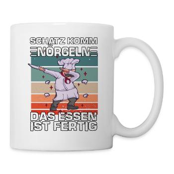 Retro Chefkoch Gastro Küche Kochtopf Hobbykoch - Tasse - Weiß - Rechts