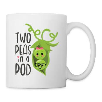 Two Peas in a Pod Valentinstag Verliebt Erbse - Tasse - Weiß - Rechts