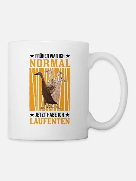Früher war ich normal Jetzt habe ich Laufenten - Tasse - Weiß