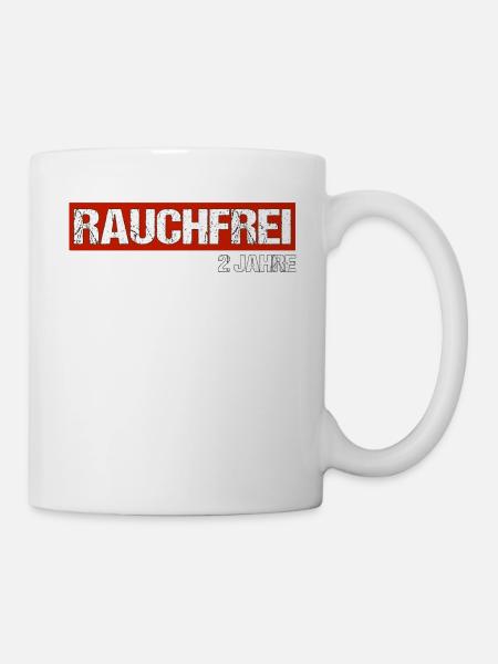 rauchfrei Nichtraucher 2 Jahre Geschenk - Tasse - Weiß