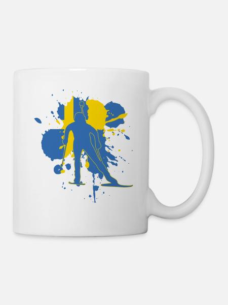 Schweden-Flagge-Biathlonist - Biathlon - Tasse - Weiß