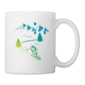 Skifahren Abfahrt Berg Wintersport - Tasse - Weiß - Rechts