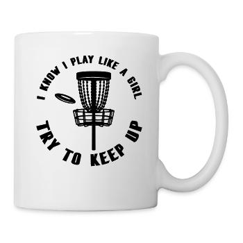 Discgolf Mädchen Discgolferin Frau Discgolfspieler - Tasse - Weiß - Rechts