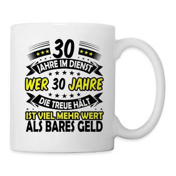 30. Dienstjubiläum 30. Firmenjubiläum Geschenk - Tasse - Weiß - Rechts