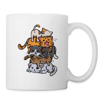 Sleeping Cats Stack Anime Kawaii Kittens - Mug - white - Right
