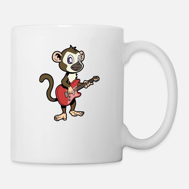 Totenkopfäffchen spielt E-Gitarre - Tasse - Weiß