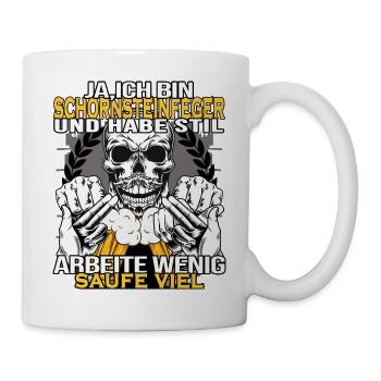 schornsteinfeger arbeitet wenig trinkt viel - Tasse - Weiß - Rechts