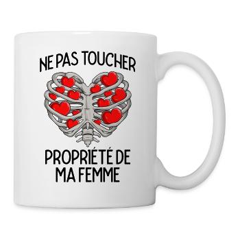 Ne Pas Toucher Cadeau Saint Valentin Couple Humour - Mug blanc - blanc - Droite