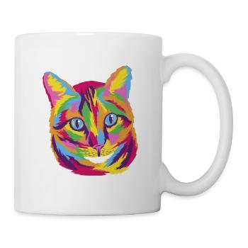Katze lustig Haustier Malerei bunt miau Tier Kunst - Tasse - Weiß - Rechts
