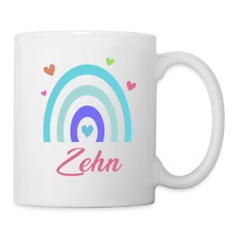 10. Geburtstag Regenbogen - Tasse - Weiß - Rechts