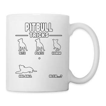 Pitbull Terrier Pittie funny staffordshire Tricks - Tasse - Weiß - Rechts